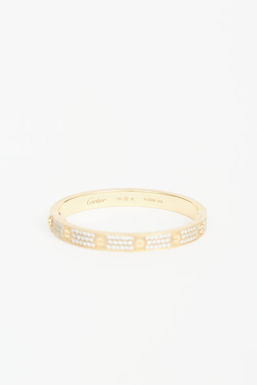 Cartier 18K Yellow Gold Love Pavé Diamond Bracelet