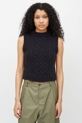 Cecilie Bahnsen Black Sleeveless Wool Sweater