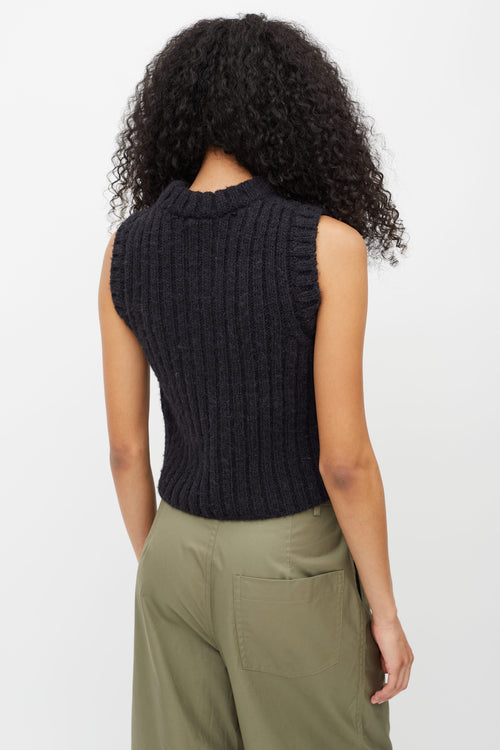 Cecilie Bahnsen Black Sleeveless Wool Sweater