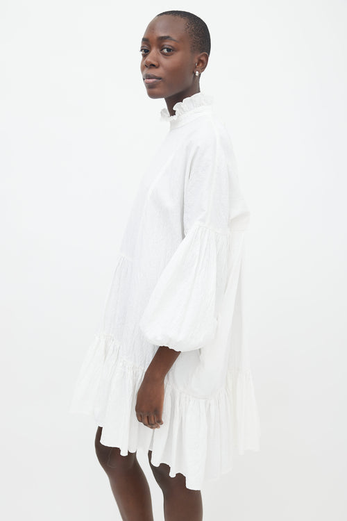 Cecilie Bahnsen White Floral Texture Tent Dress