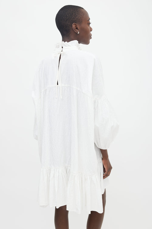 Cecilie Bahnsen White Floral Texture Tent Dress