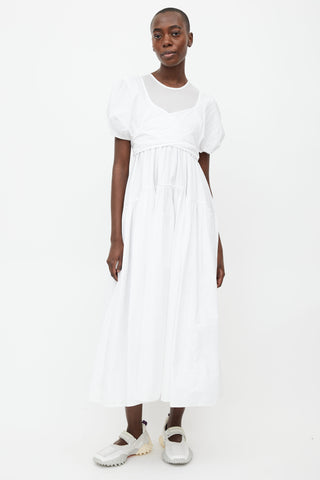 Cecilie Bahnsen White Puffed Sleeve Wrap Dress
