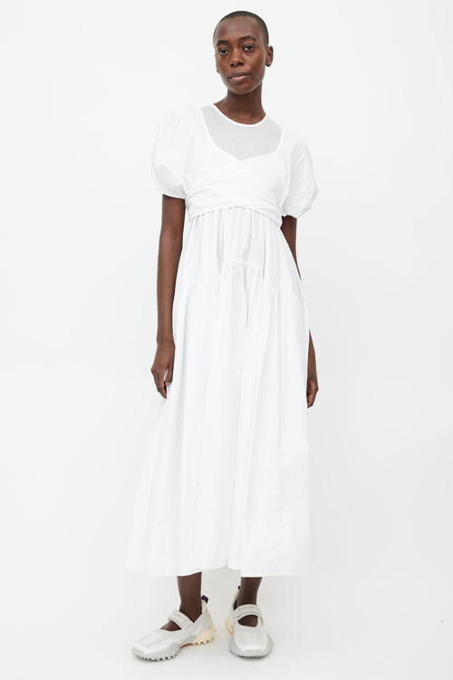 Cecilie Bahnsen White Puffed Sleeve Wrap Dress