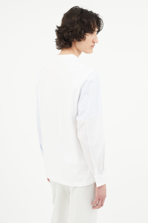 Cedric Charlier White & Blue Stripe Long Sleeve Shirt