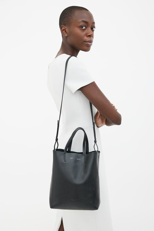 Celine Black Leather Vertical Cabas Tote Bag