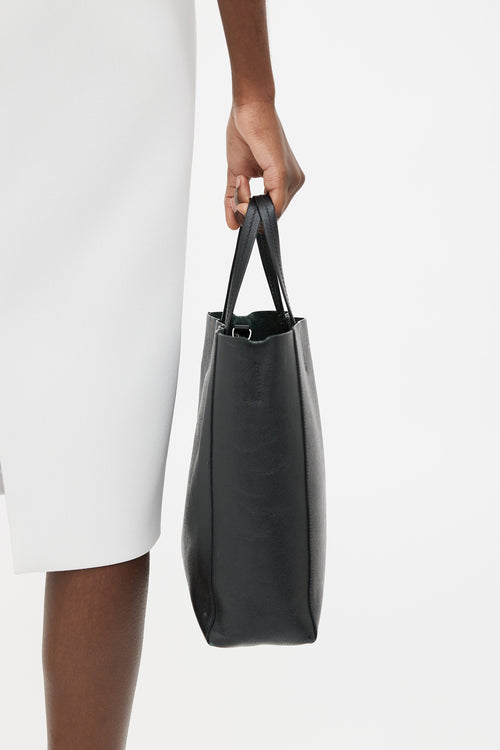 Celine Black Leather Vertical Cabas Tote Bag