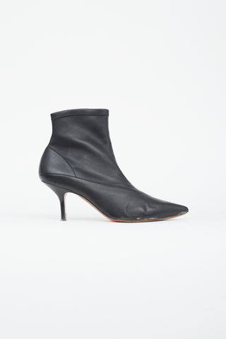 Celine Black Leather Pointed Toe Bootie