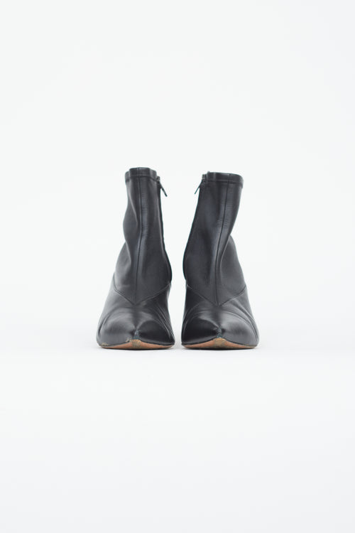 Celine Black Leather Pointed Toe Bootie