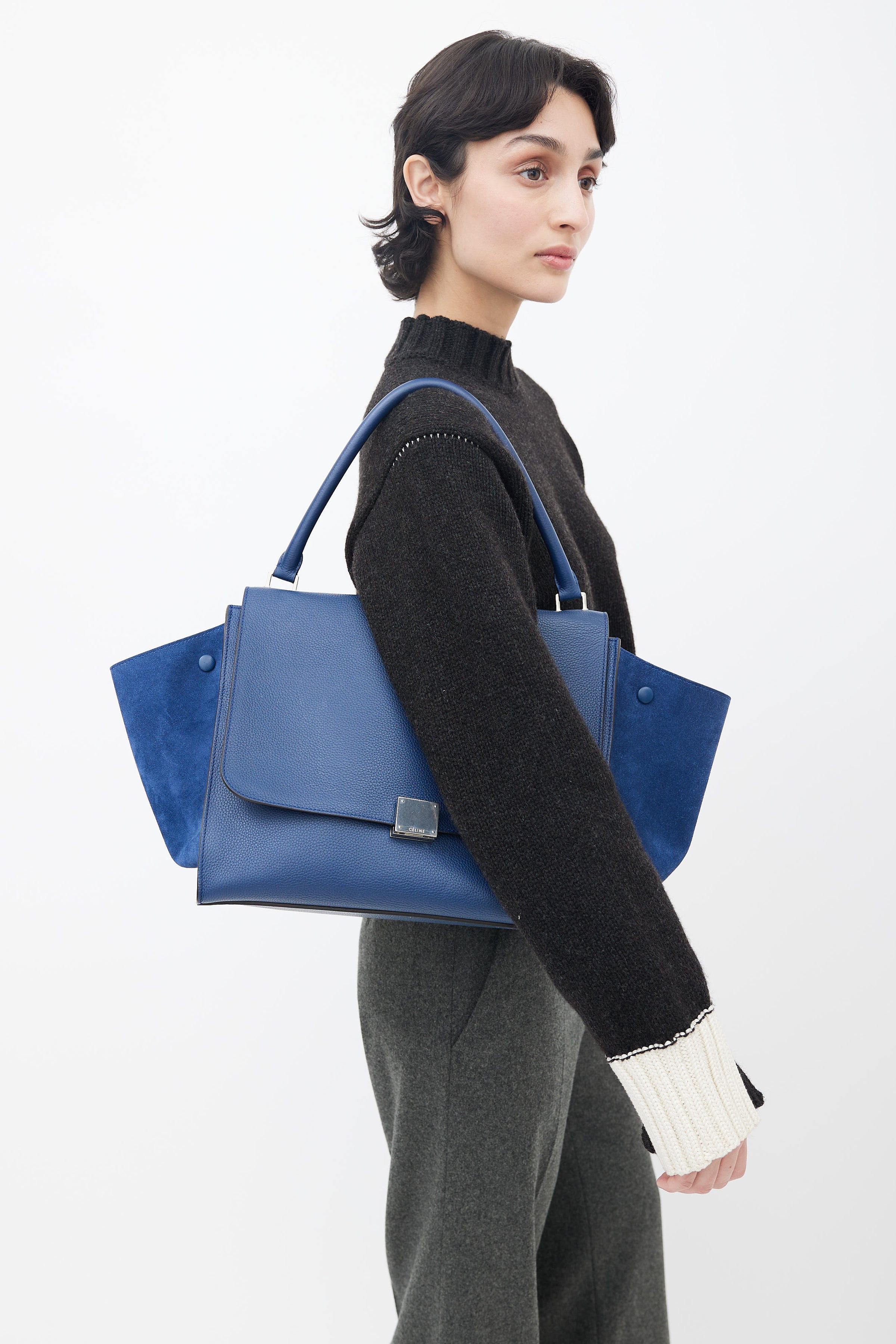 Celine // Blue Leather Trapeze Shoulder Bag – VSP Consignment