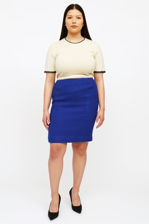 Celine Blue Wool Tweed Skirt