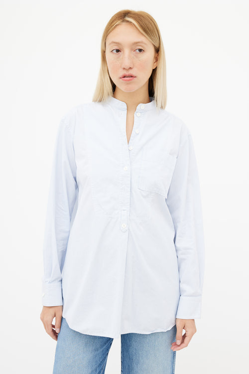 Celine Blue & White Stripe Long Sleeve Shirt