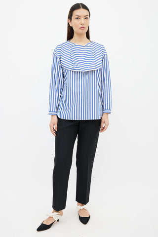 Celine Blue & White Stripe Long Sleeve Top