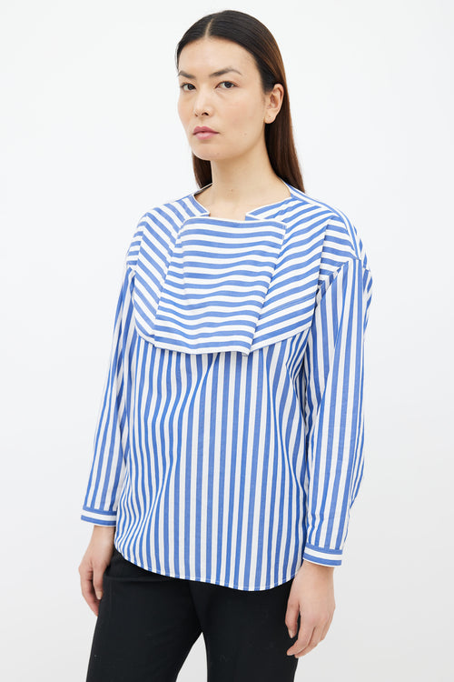 Celine Blue & White Stripe Long Sleeve Top