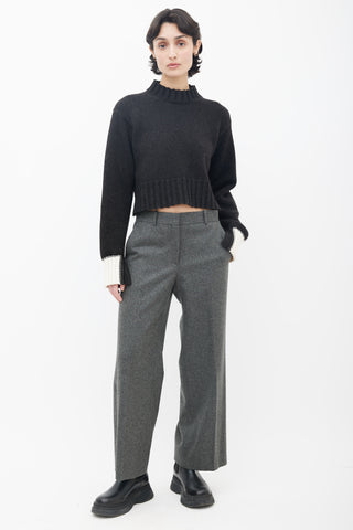 Celine Dark Grey & Contrast Cuff Knit Sweater