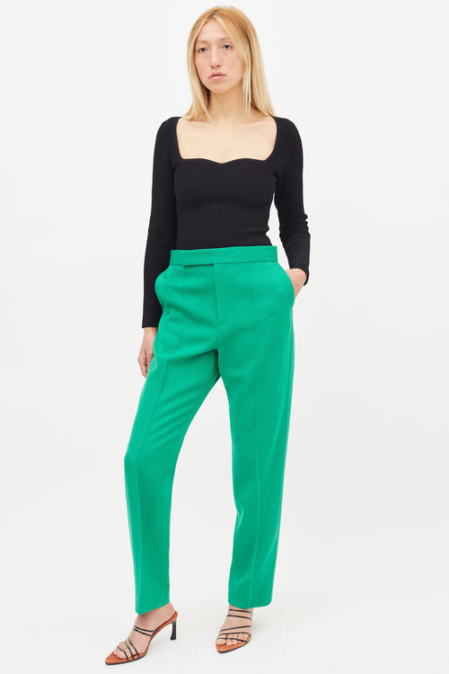 Celine Fall 2016 Green Wool Straight Leg Trouser