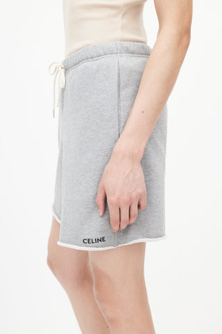 Homme Grey Embroidered Logo Drawstring Shorts
