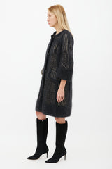Celine Grey & Cream Satin Lined Coat