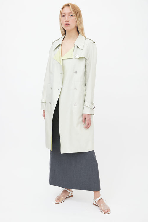Celine Mint Green Belted Trench Coat