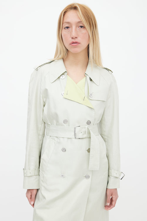 Celine Mint Green Belted Trench Coat