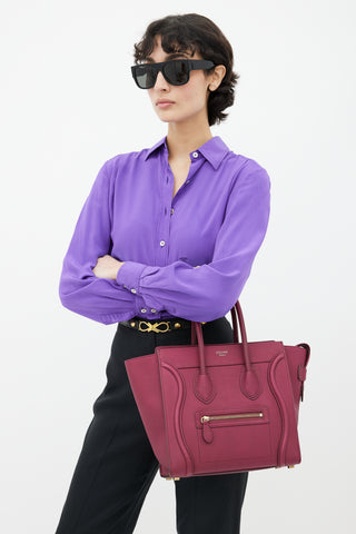 Celine Purple Micro Luggage Tote Bag