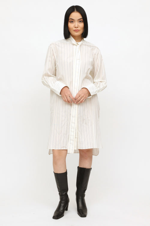 Celine White Striped Shirt Dress