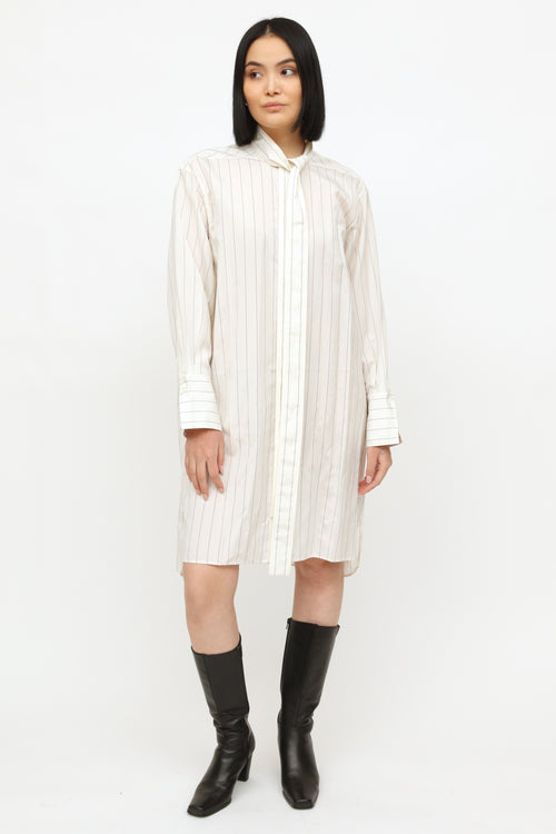 Celine White Striped Shirt Dress