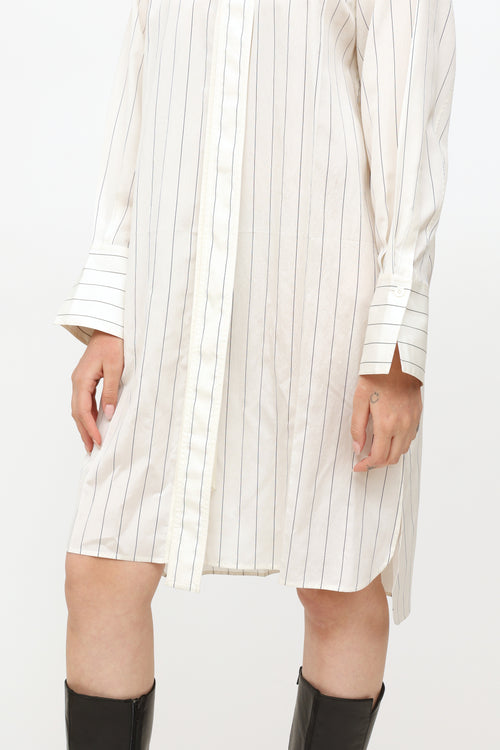 Celine White Striped Shirt Dress