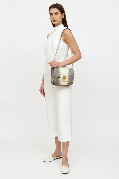 Celine 2019 White Medium Classic Exotic Box Bag
