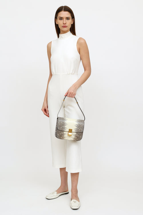 Celine 2019 White Medium Classic Exotic Box Bag