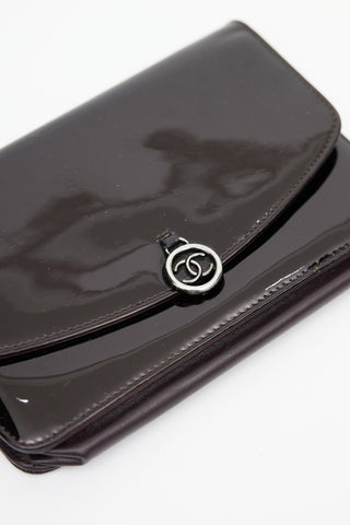 Chanel 2009s Burgundy Patent Leather Wallet on Chain