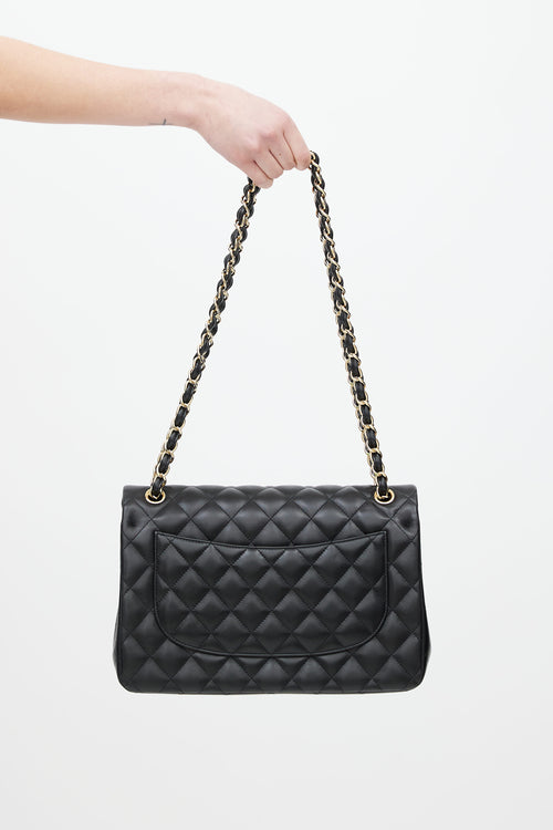 Chanel 2010s Black Quilted Leather Classic Flap Jumbo Shoulder Bag