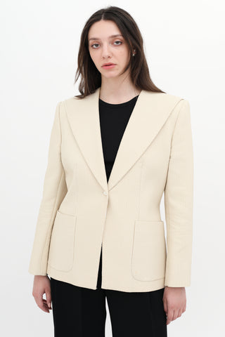 Chanel Beige Shawl Lapel Blazer