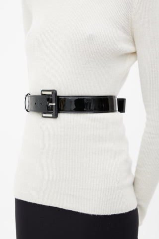 Chanel Black 2007 Autumn Patent Buckle Belt