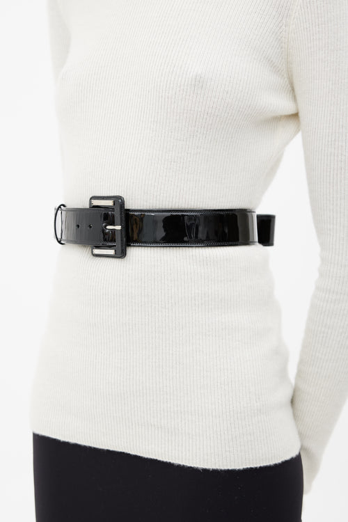 Chanel Black 2007 Autumn Patent Buckle Belt
