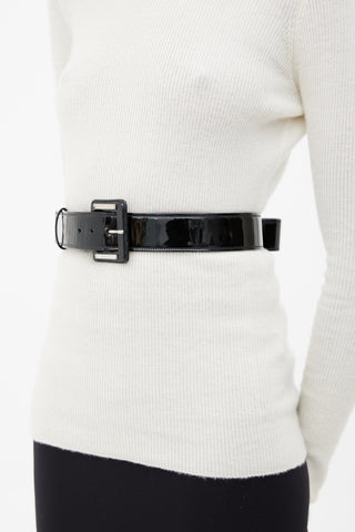 Louis Vuitton // Black Patent Leather Arrow Buckle Belt – VSP Consignment