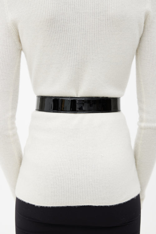 Chanel Black 2007 Autumn Patent Buckle Belt