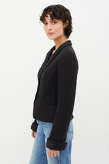 Chanel Black Autumn 2006 Shawl Lapel Tweed Blazer