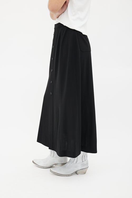 Chanel Black Button Up Midi Skirt