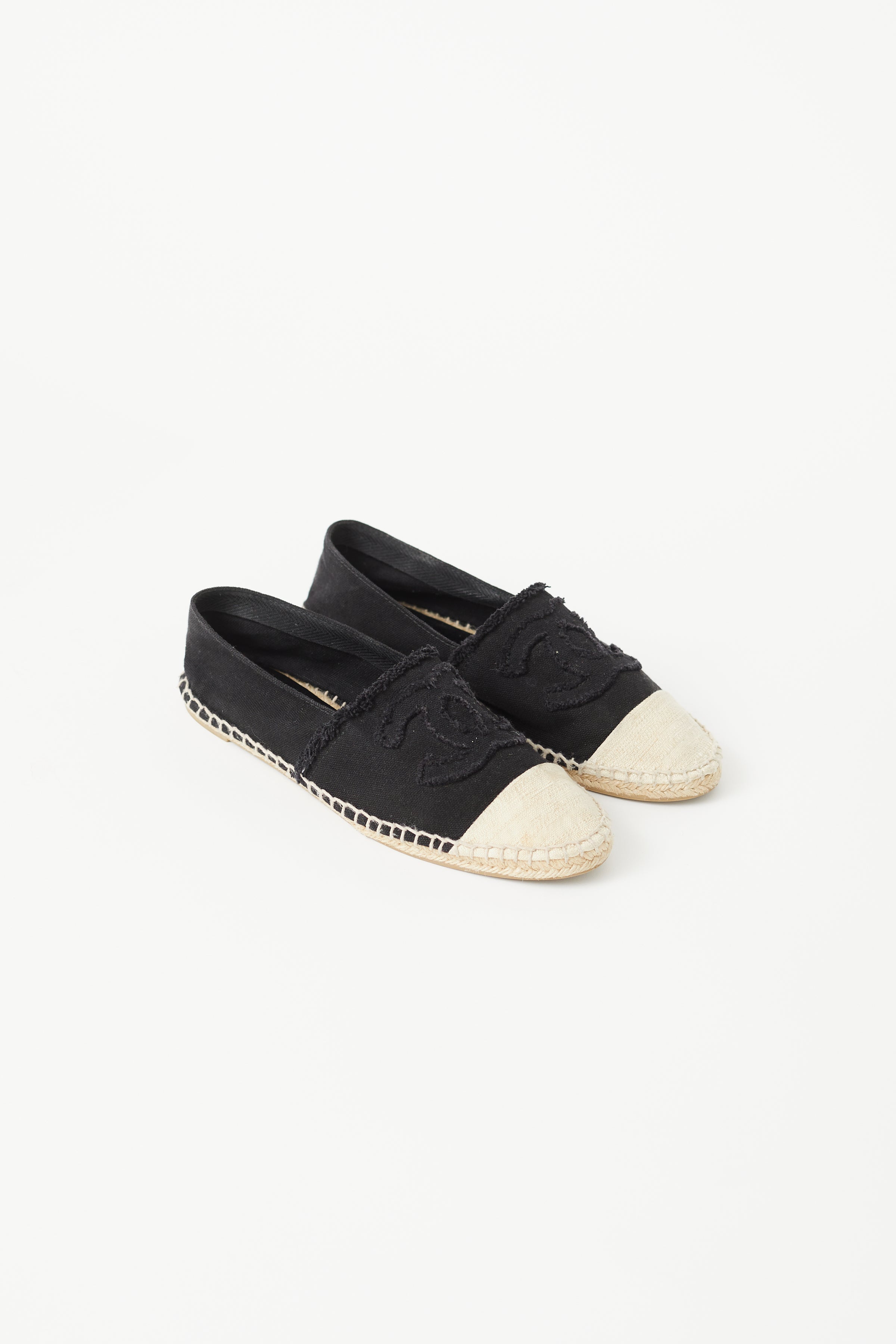 Chanel Black Tweed CC Platform Slide Sandals Size 35 Chanel