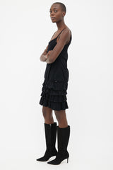 Chanel Black Knit Tiered Ruffle Sleeveless Dress