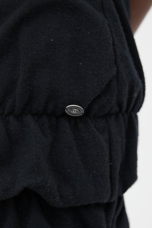 Chanel Black Knit Tiered Ruffle Sleeveless Dress