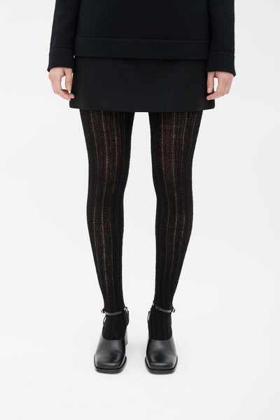 CHANEL, Accessories, Chanel Cc Runway Stockings Tights Black Size Medium  M