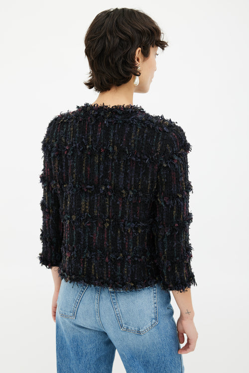 Chanel Black Multicolor Ribbon Tweed Blazer