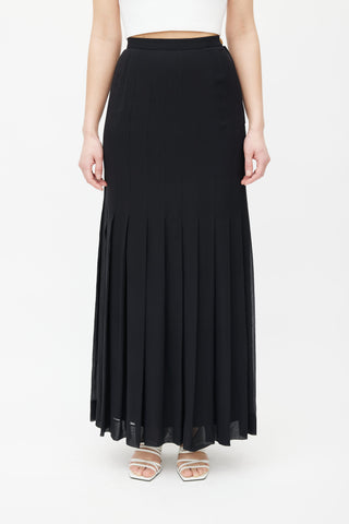 Chanel Vintage Button Pleated Skirt