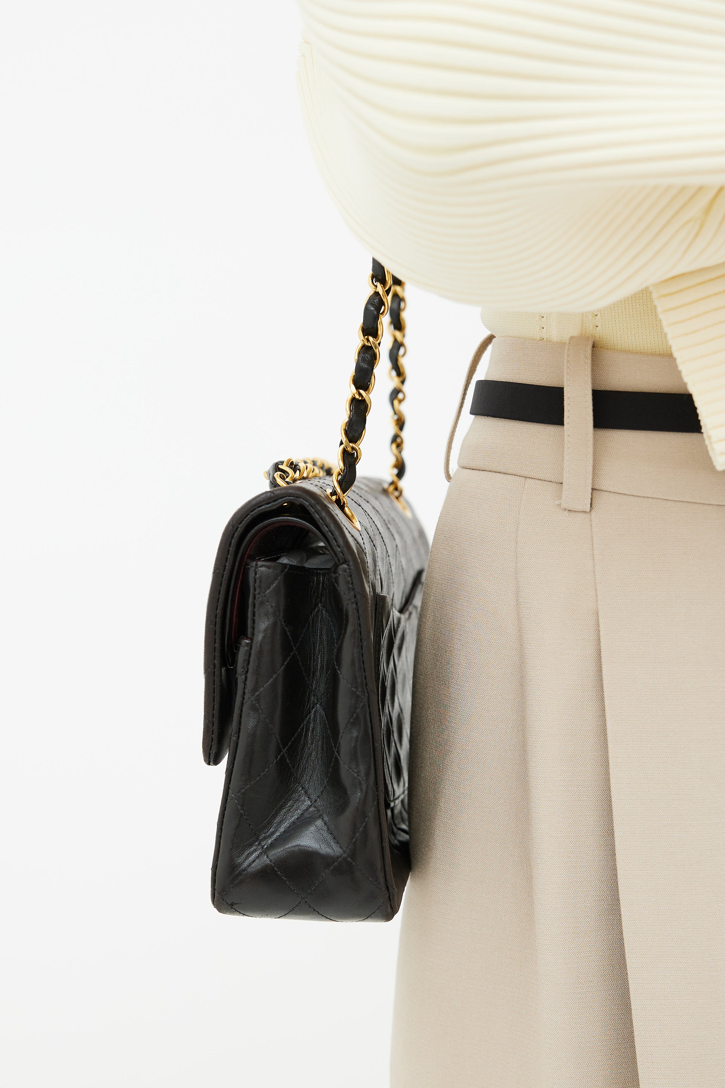 Chanel * 2003-2004 Classic Double Flap Medium Shoulder Bag Brown