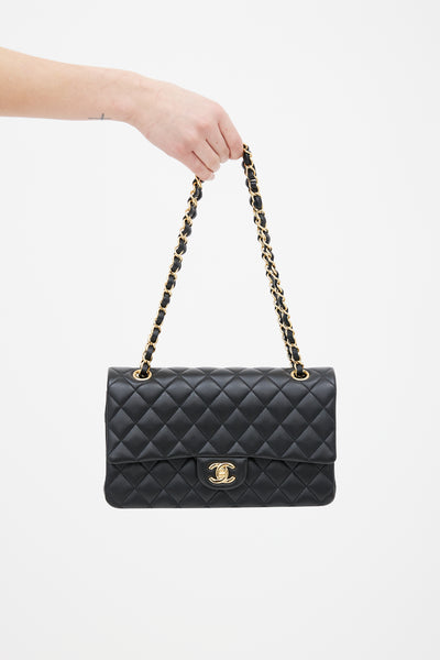 Chanel Shiny Black Crocodile Medium Classic Double Flap Bag with