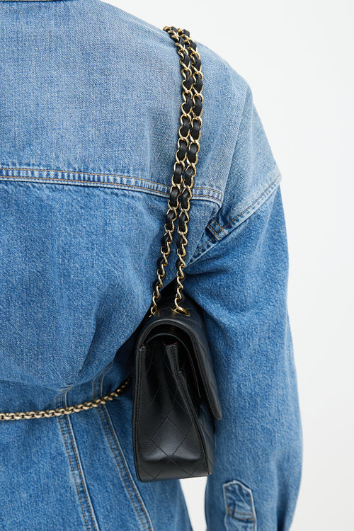 Chanel Black Leather Classic Medium Double Flap Bag