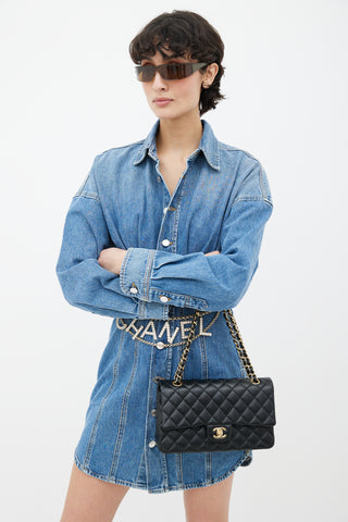 Chanel Black Leather Classic Medium Double Flap Bag