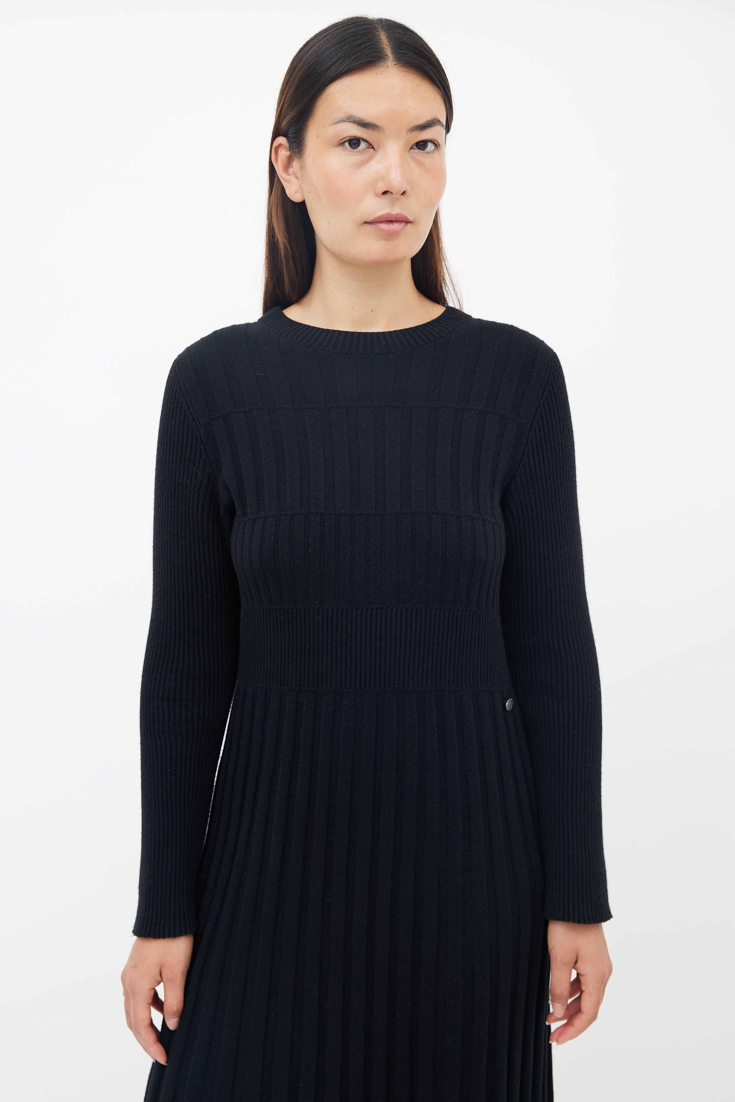 Chanel // Ribbed Long Sleeve Wool Dress VSP Consignment Chanel // Ribbed Long Sleeve Wool Dress VSP Consignment