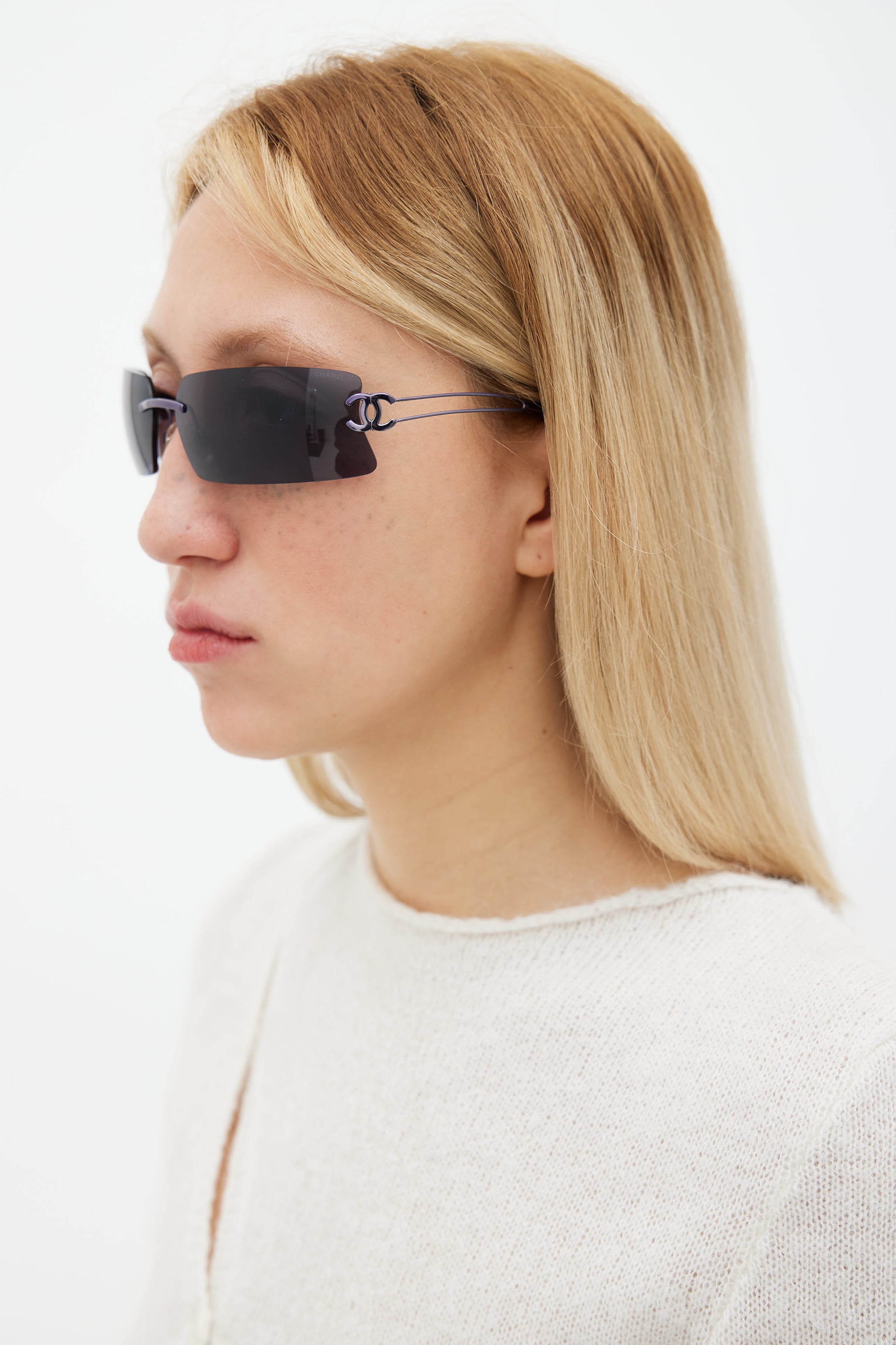 Chanel // Silver & Grey Rimless C180/88 Sunglasses – VSP Consignment